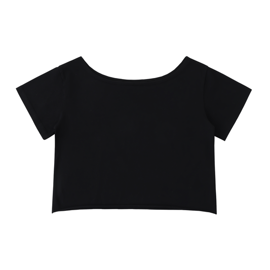 Off-Shoulder Rolled Hem Cotton T-Shirt